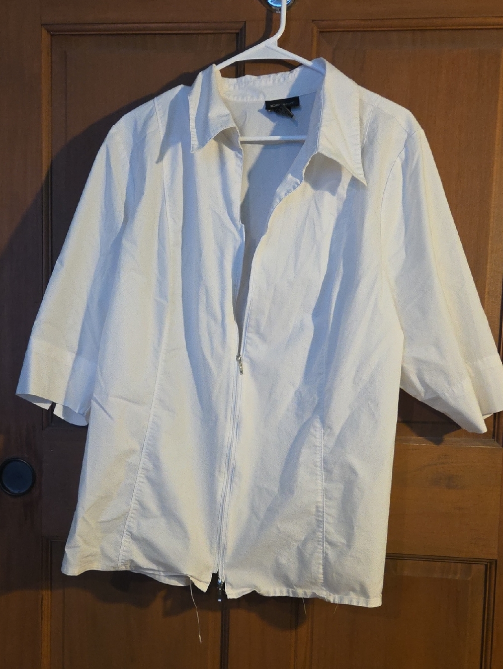 Lane Bryant Women's White Zip-Front Lightweight Blouse